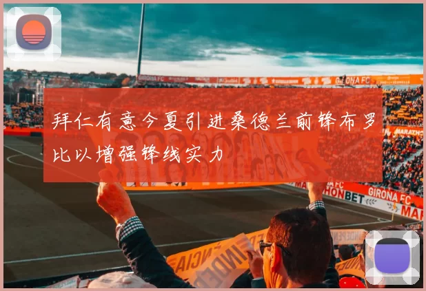 拜仁有意今夏引进桑德兰前锋布罗比以增强锋线实力
